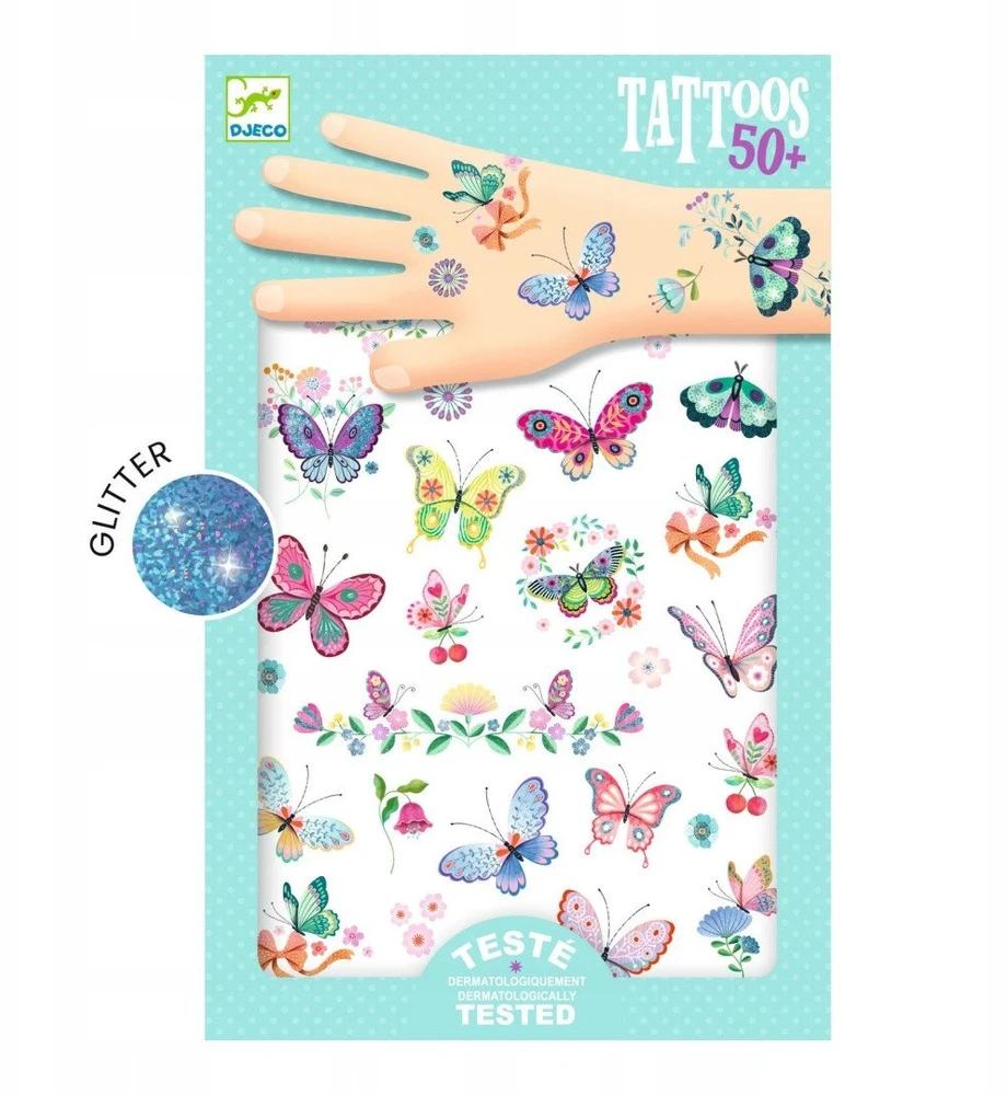 KNYGA Djeco Tatuiruotės - Drugeliai (50+ tatuiruočių) ( DJ09249 )