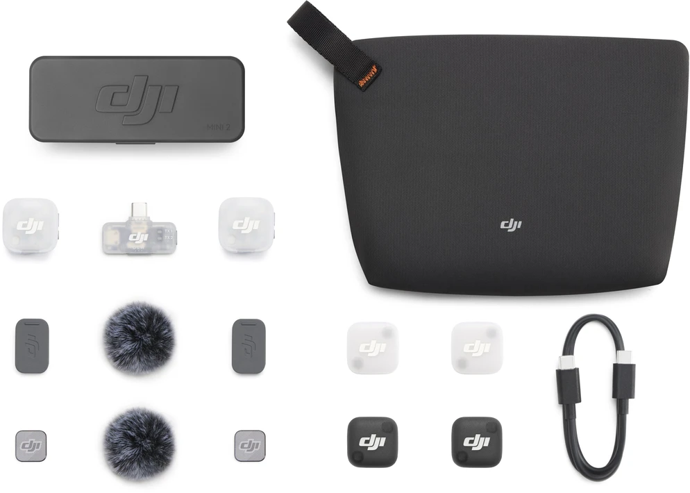 DJI Mic Mini 2 (2 siųstuvai + 1 mobilus imtuvas + įkrovimo dėklas)