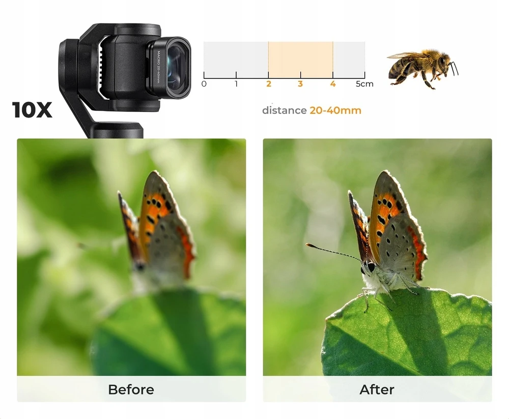DJI Osmo Pocket 3 / 4 / Kf filtras, makro objektyvo 10x sumažinimas, 2in1 filtras