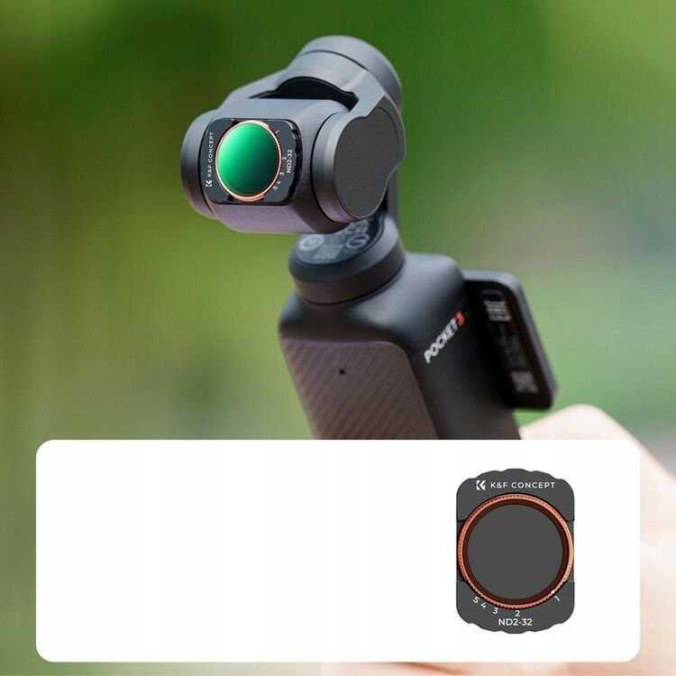 Filtras Nd Pilka Adjustable ND2-ND32 Do DJI Osmo Pocket 3 HD MC Nano X K&F / Kf01.2544