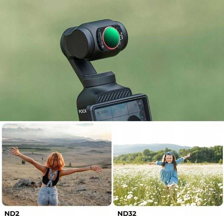 Filtras Nd Pilka Adjustable ND2-ND32 Do DJI Osmo Pocket 3 HD MC Nano X K&F / Kf01.2544