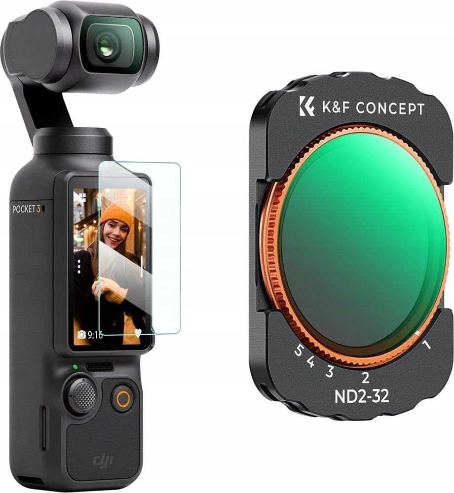 Filtras Nd Pilka Adjustable ND2-ND32 Do DJI Osmo Pocket 3 HD MC Nano X K&F / Kf01.2544