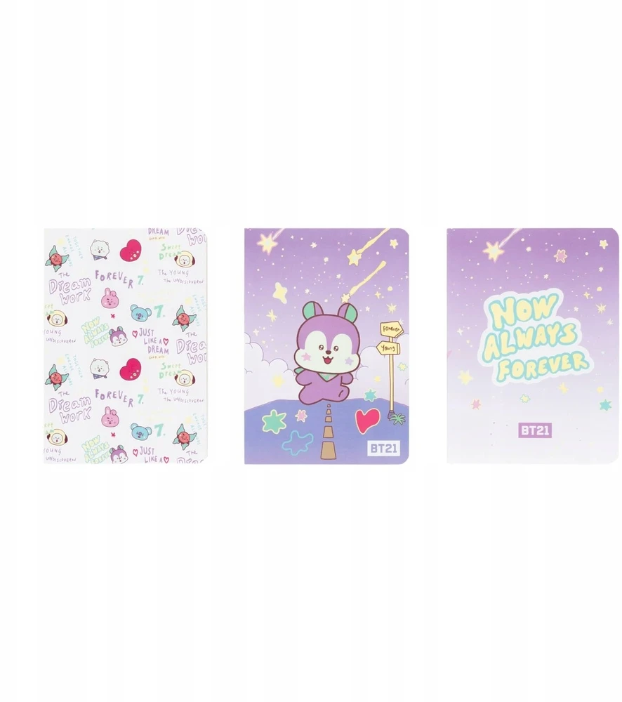 Home Decor BT21 - A6 formato MANG užrašų knygelių rinkinys (3 vnt.)