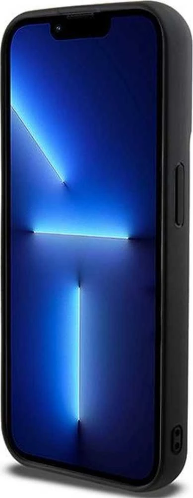 DKNY DKHCP15X3DRPWK Apple iPhone 15 Pro Max 6.7″ juodos spalvos kietas dėklas 3D Rubber Repeat Pattern