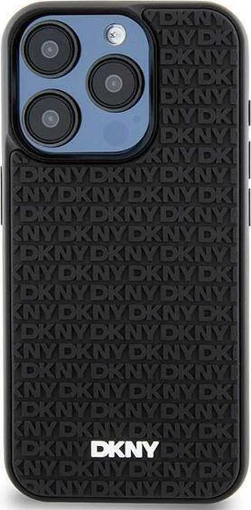 DKNY DKHCP15S3DRPWK Apple iPhone 15 14 13 6.1″ juodos spalvos kietas dėklas 3D Rubber Repeat Pattern