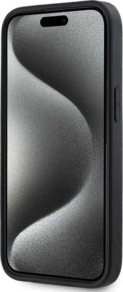 DKNY DKHCP15S3DRPWK Apple iPhone 15 14 13 6.1″ juodos spalvos kietas dėklas 3D Rubber Repeat Pattern