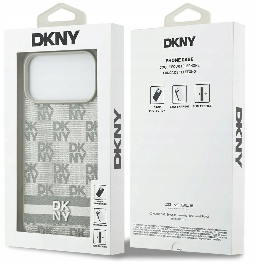 Dėklas DKNY Checkered with Printed Stripes skirtas Apple iPhone 17 Pro Max beige