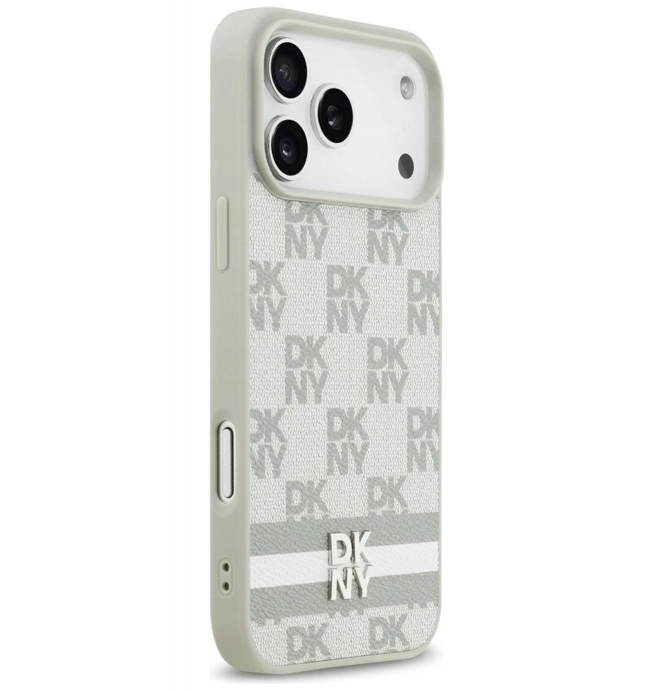 Dėklas DKNY Checkered with Printed Stripes skirtas Apple iPhone 17 Pro Max beige