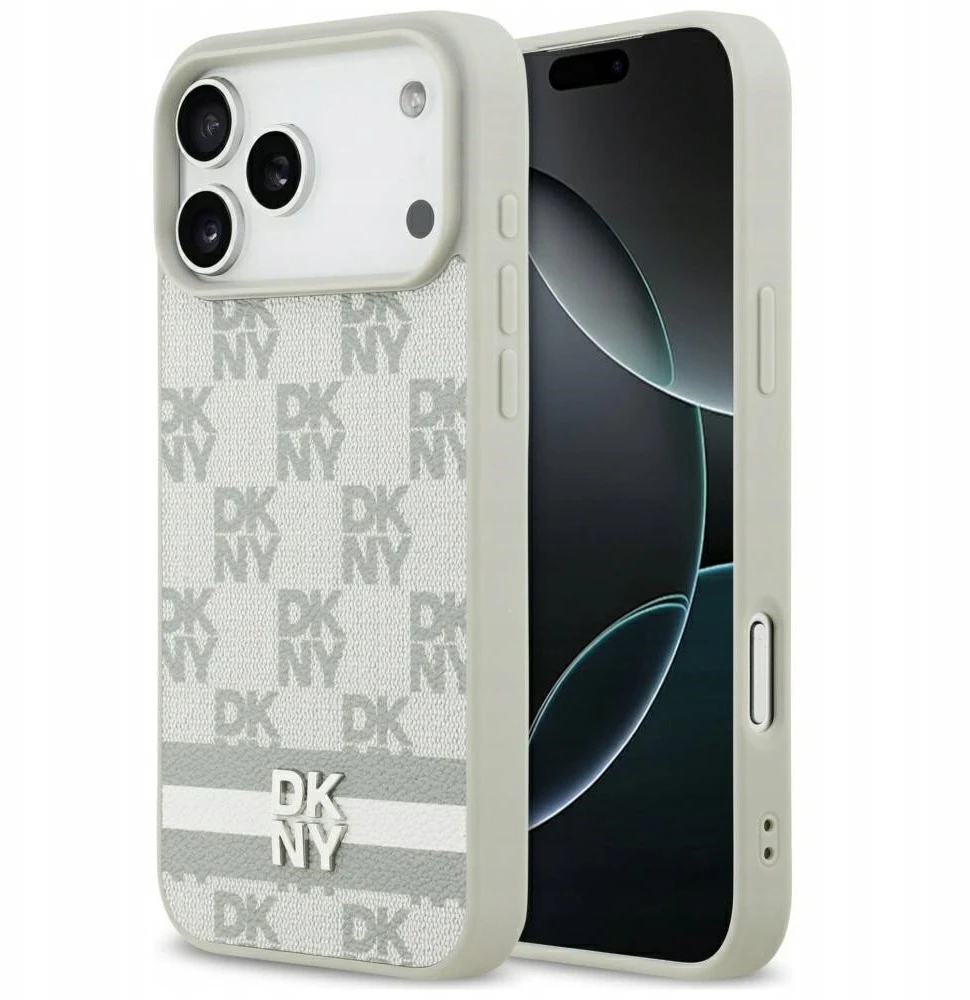 Dėklas DKNY Checkered with Printed Stripes skirtas Apple iPhone 17 Pro Max beige