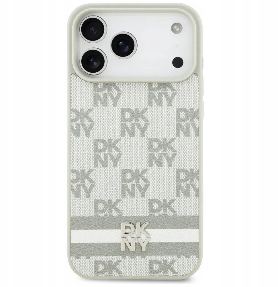 Dėklas DKNY Checkered with Printed Stripes skirtas Apple iPhone 17 Pro Max beige