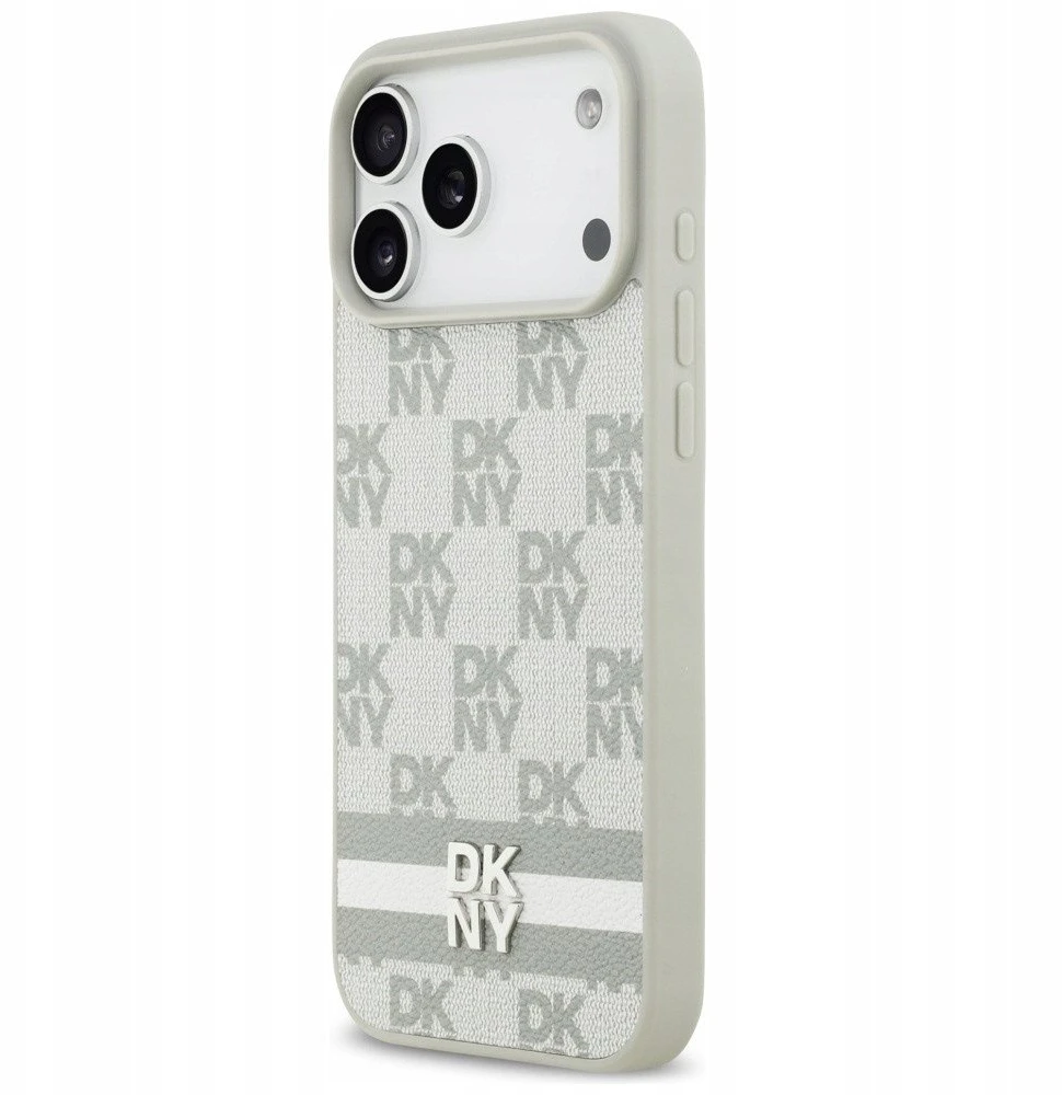 Dėklas DKNY Checkered with Printed Stripes skirtas Apple iPhone 17 Pro Max beige