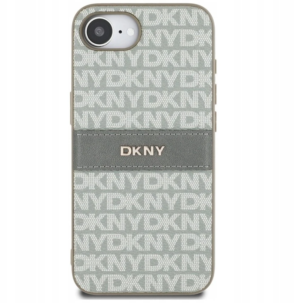 Dėklas DKNY Repeat Texture Pattern with Tonal Stripe Apple iPhone 16e / 17e smėlio spalvos