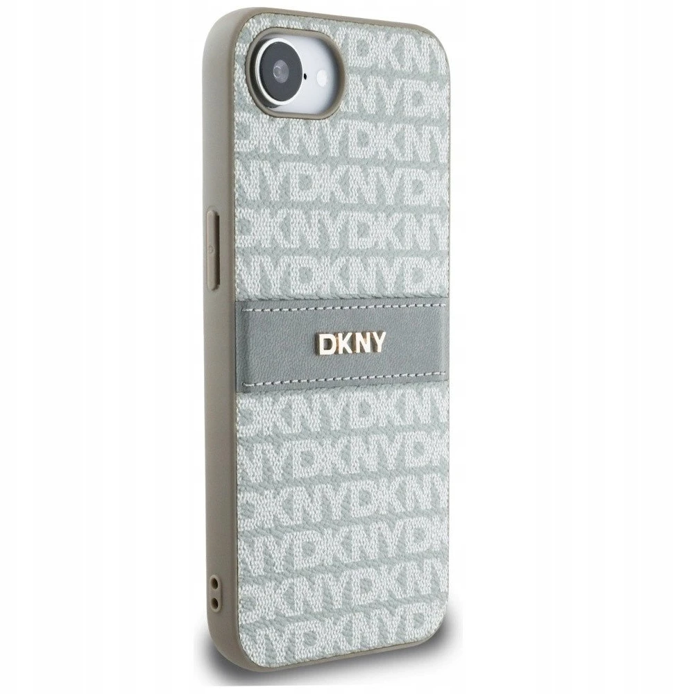 Dėklas DKNY Repeat Texture Pattern with Tonal Stripe Apple iPhone 16e / 17e smėlio spalvos