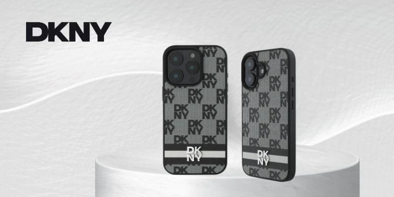 Apple iPhone 16 DKNY Checkered Pattern & Printed Stripes (DKHCP16SPCPTSSK) dėklas telefonui juodos spalvos