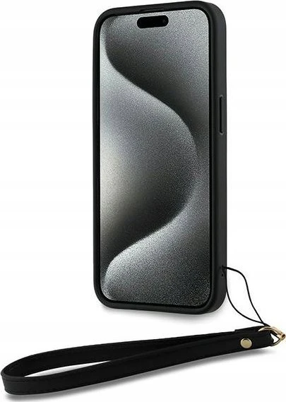 DKNY DKHCP16XPBSWSK Apple iPhone 16 Pro Max 6.9" dėklas telefonui juodos spalvos Wrist Strap Stock Logo
