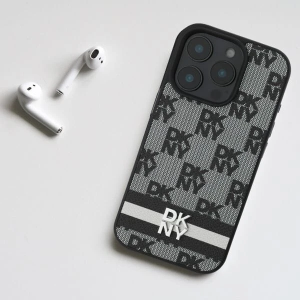 Apple iPhone 16 Pro Max DKNY Checkered Pattern & Printed Stripes (DKHCP16XPCPTSSK) dėklas telefonui juodos spalvos