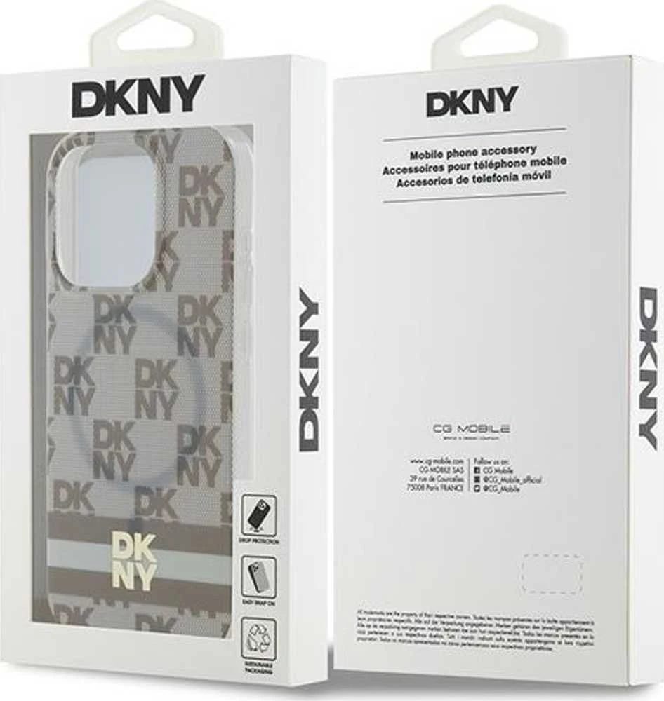 DKNY DKHMP13LHCPTSE Apple iPhone 13 Pro 13 6.1 inch beige kietas dėklas IML Checkered Mono Pattern & Printed