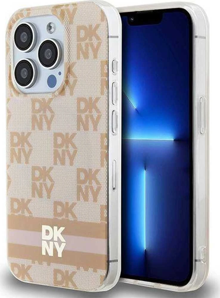 DKNY DKHMP13LHCPTSP Apple iPhone 13 Pro 13 6.1 inch rožinės spalvos kietas dėklas IML Checkered Mono Pattern & Printed S