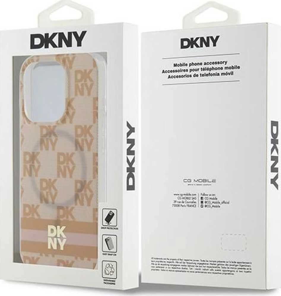 DKNY DKHMP13LHCPTSP Apple iPhone 13 Pro 13 6.1 inch rožinės spalvos kietas dėklas IML Checkered Mono Pattern & Printed S