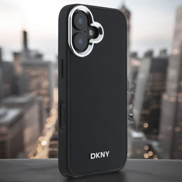 DKNY DKHMP14SPSCMCLK Apple iPhone 14 6.1″ juodos spalvos kietas dėklas Plain Logo MagSafe