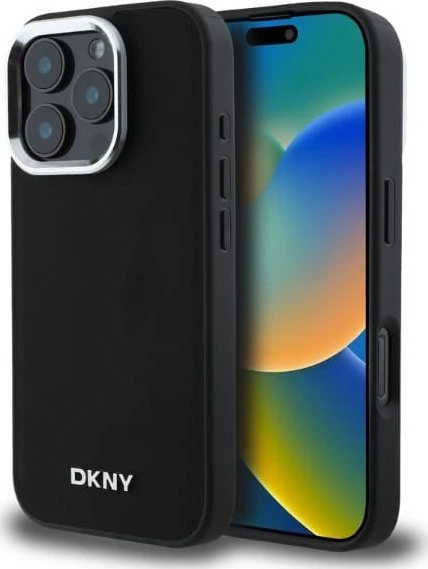 DKNY DKHMP14XPSCMCLK Apple iPhone 14 Pro Max 6.7″ juodos spalvos kietas dėklas Plain Logo MagSafe
