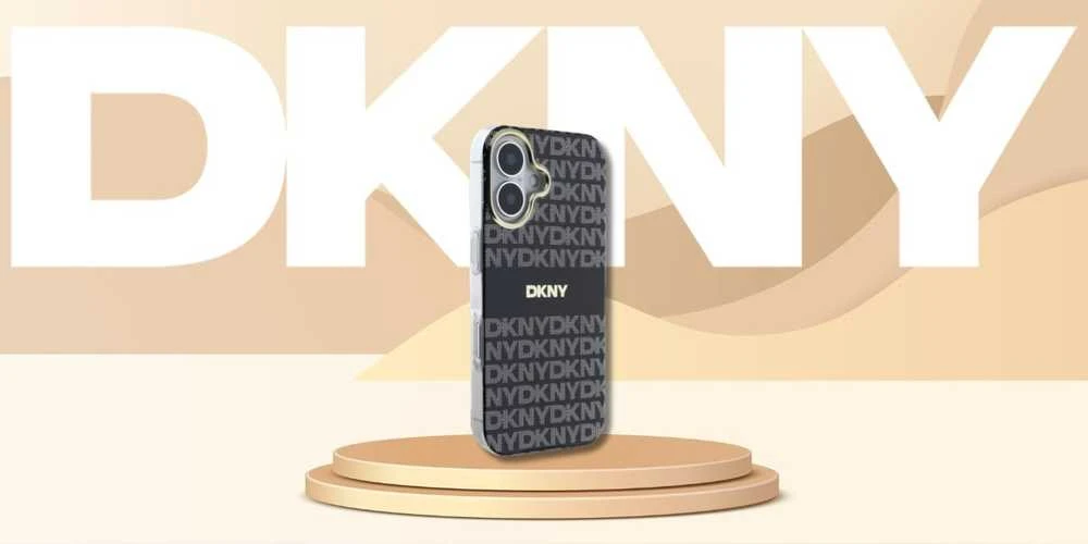 DKNY PC/TPU Repeat Pattern Tonal Stripe Magsafe Apple iPhone 16 dėklas telefonui juodos spalvos