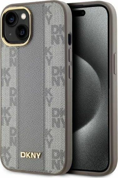 DKNY DKHMP16SPCPVSLE Apple iPhone 16 6.1″ beige kietas dėklas Checkered Pattern Magsafe