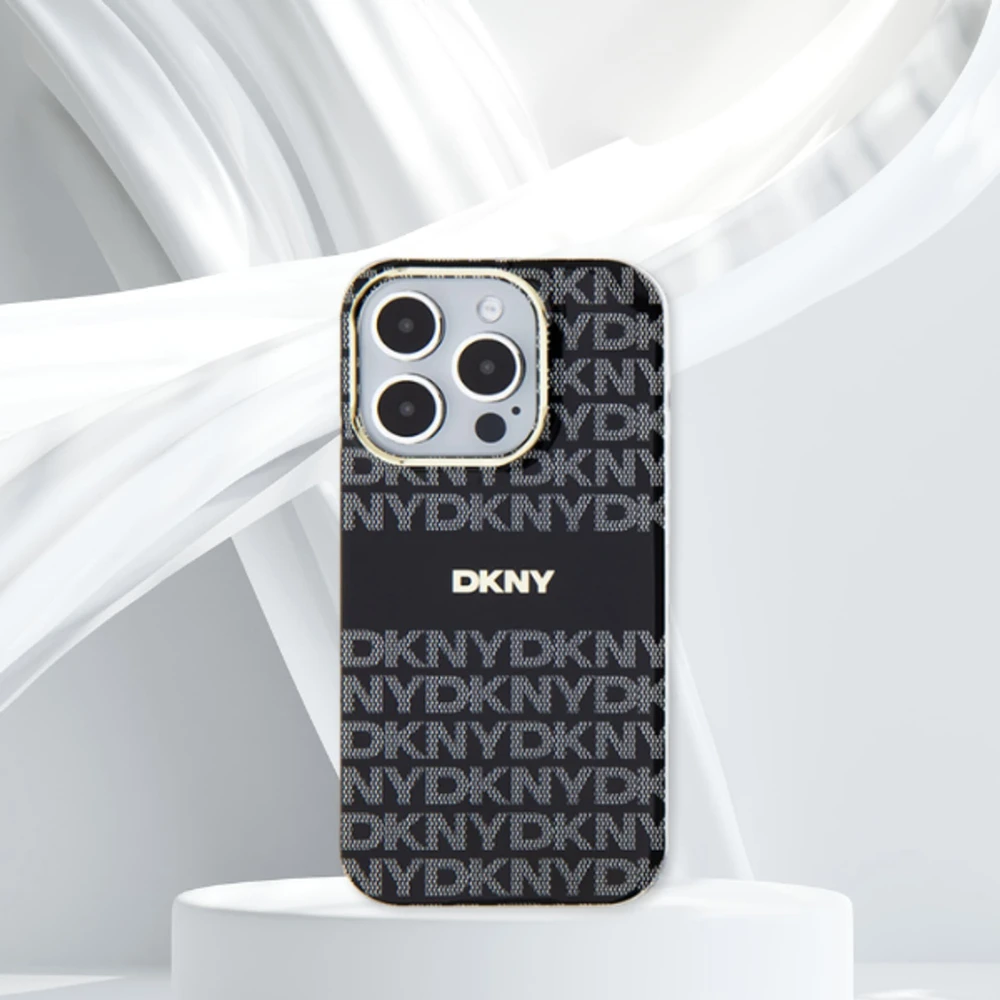 DKNY DKHMP16XHRHSEP Apple iPhone 16 Pro Max 6.9″ rožinės spalvos kietas dėklas Repeat Texture Pattern With Stripe