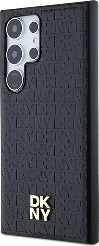DKNY DKHMS24LPSHRPSK S24 Ultra S928 juodos spalvos kietas dėklas Leather Pattern Metal Logo MagSafe