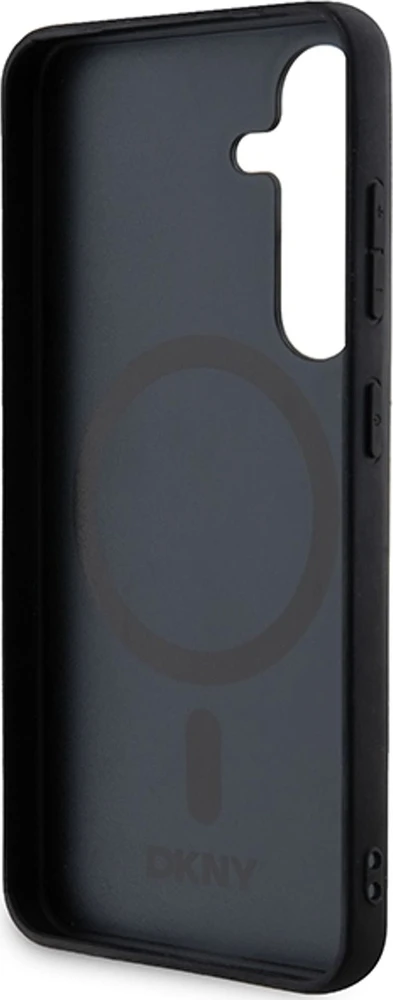 Samsung Galaxy S24 DKNY Odinis Dėklas Pattern Metal Logo MagSafe (DKHMS24SPSHRPSK) juodos spalvos