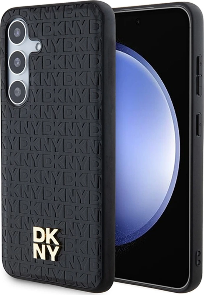 Samsung Galaxy S24 DKNY Odinis Dėklas Pattern Metal Logo MagSafe (DKHMS24SPSHRPSK) juodos spalvos