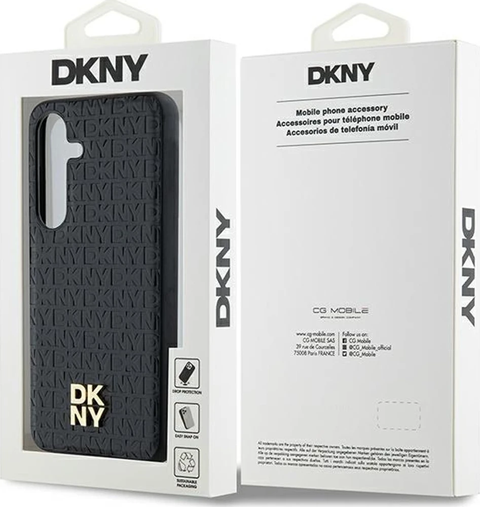 Samsung Galaxy S24 DKNY Odinis Dėklas Pattern Metal Logo MagSafe (DKHMS24SPSHRPSK) juodos spalvos