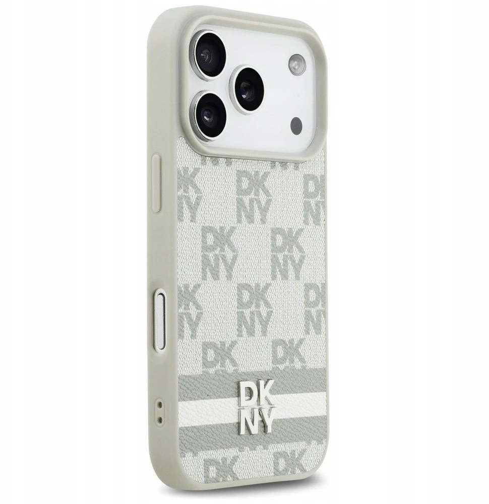 Dėklas DKNY Checkered with Printed Stripes skirtas Apple iPhone 17 Pro beiige