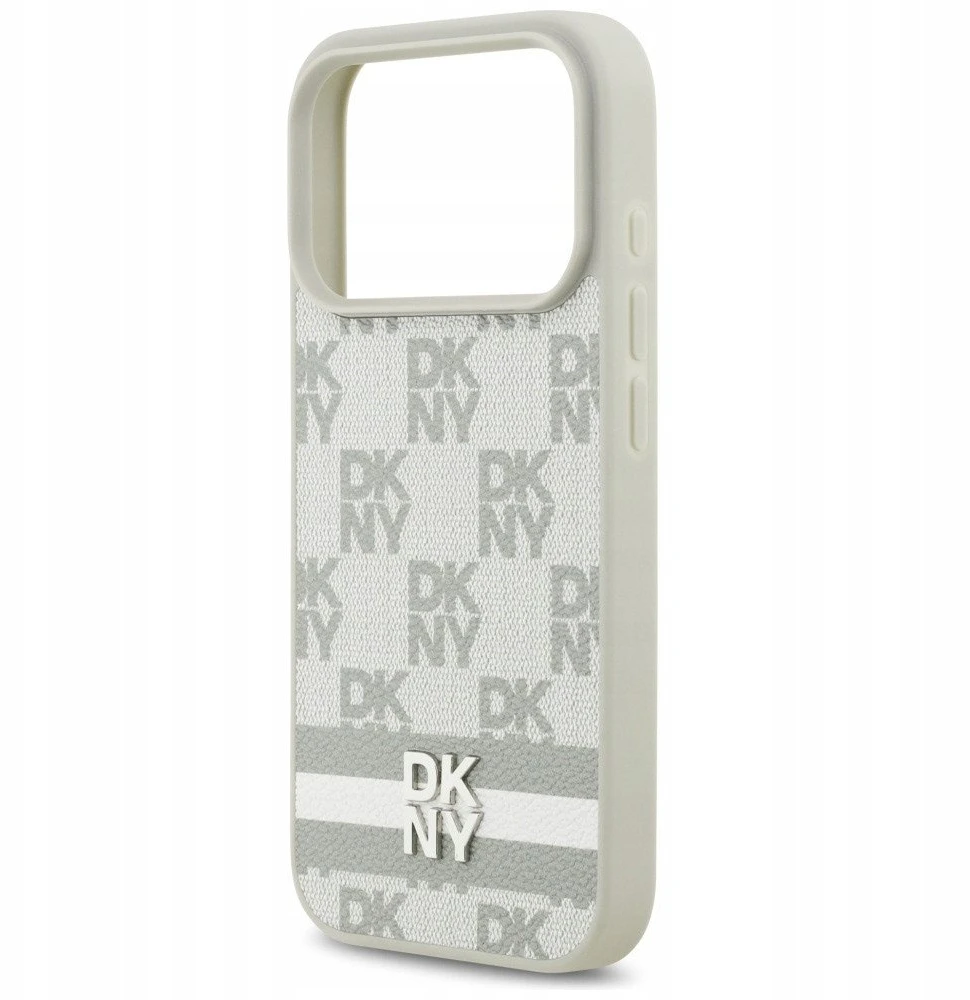 Dėklas DKNY Checkered with Printed Stripes skirtas Apple iPhone 17 Pro beiige