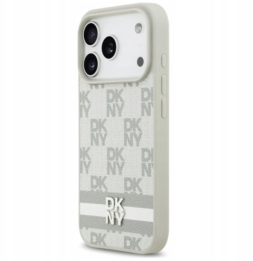 Dėklas DKNY Checkered with Printed Stripes skirtas Apple iPhone 17 Pro beiige