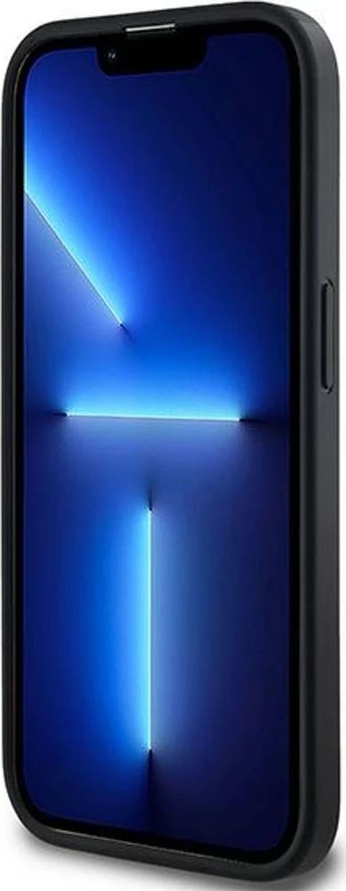 DKNY DKHMP13LPCPVSLK Apple iPhone 13 Pro 13 6.1″ juodos spalvos kietas dėklas Leather Checkered Mono Pattern MagSafe