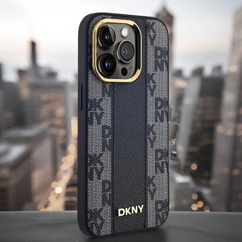 Apple iPhone 15 Pro Max DKNY Hardcase Leather Checkered Mono Pattern MagSafe (DKHMP15XPCPVSLK) dėklas telefonui juodos spalvos