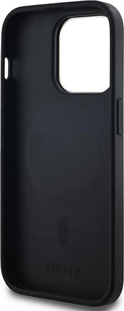 DKNY DKHMP13LPCPVSLK Apple iPhone 13 Pro 13 6.1″ juodos spalvos kietas dėklas Leather Checkered Mono Pattern MagSafe