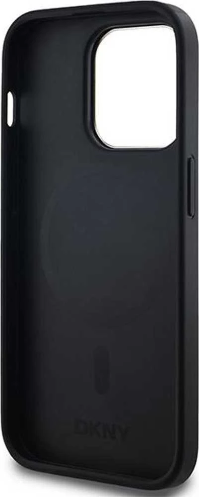 DKNY DKHMP13XPCPVSLK Apple iPhone 13 Pro Max 6.7″ juodos spalvos kietas dėklas Leather Checkered Mono Pattern MagSafe