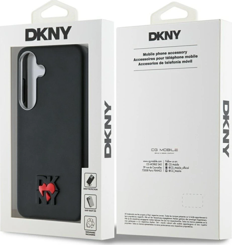 Dėklas DKNY Leather Heart of NY Samsung Galaxy S25 juodos spalvos