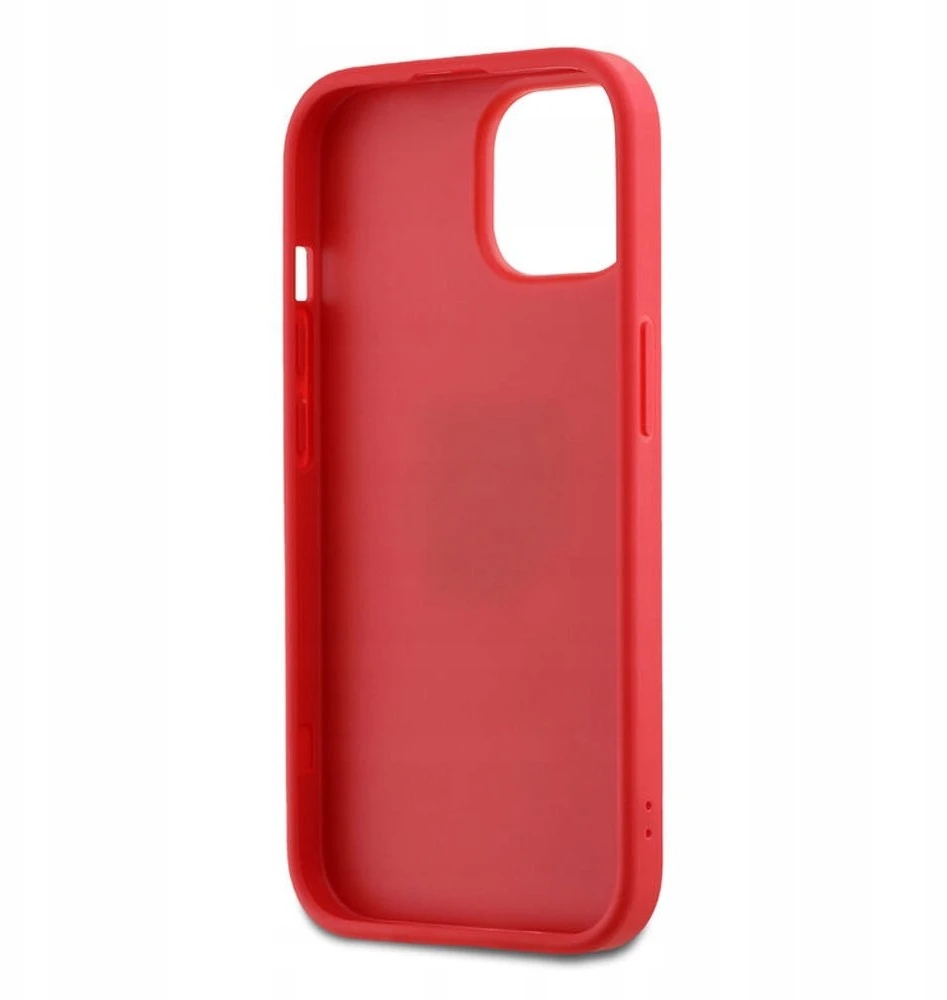 DKNY PU Leather Stack Logo Wrist Strap dėklas telefonui Apple iPhone 15 raudonos spalvos