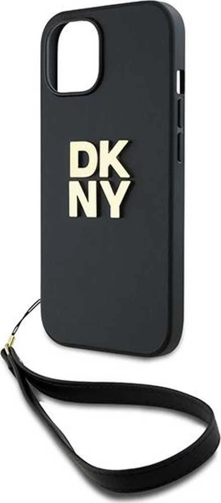 DKNY DKHCP15MPBSWSK Apple iPhone 15 Plus 6.7 colio juodos spalvos kietas dėklas su riešo dirželiu ir standartiniu logotipu