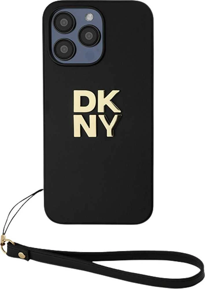 DKNY DKHCP15MPBSWSK Apple iPhone 15 Plus 6.7 colio juodos spalvos kietas dėklas su riešo dirželiu ir standartiniu logotipu