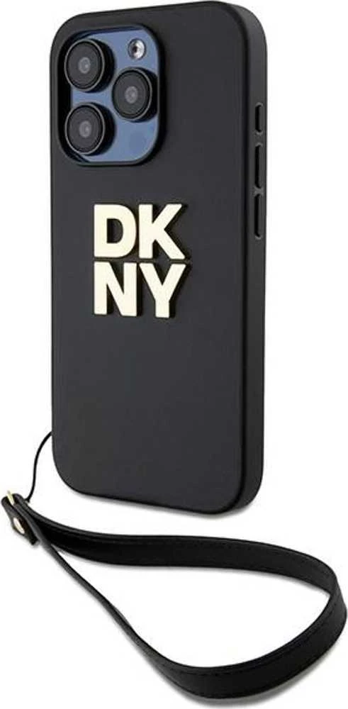 Apple iPhone 15 Pro DKNY Hardcase Wrist Strap Stock Logo (DKHCP15LPBSWSK) dėklas telefonui juodos spalvos