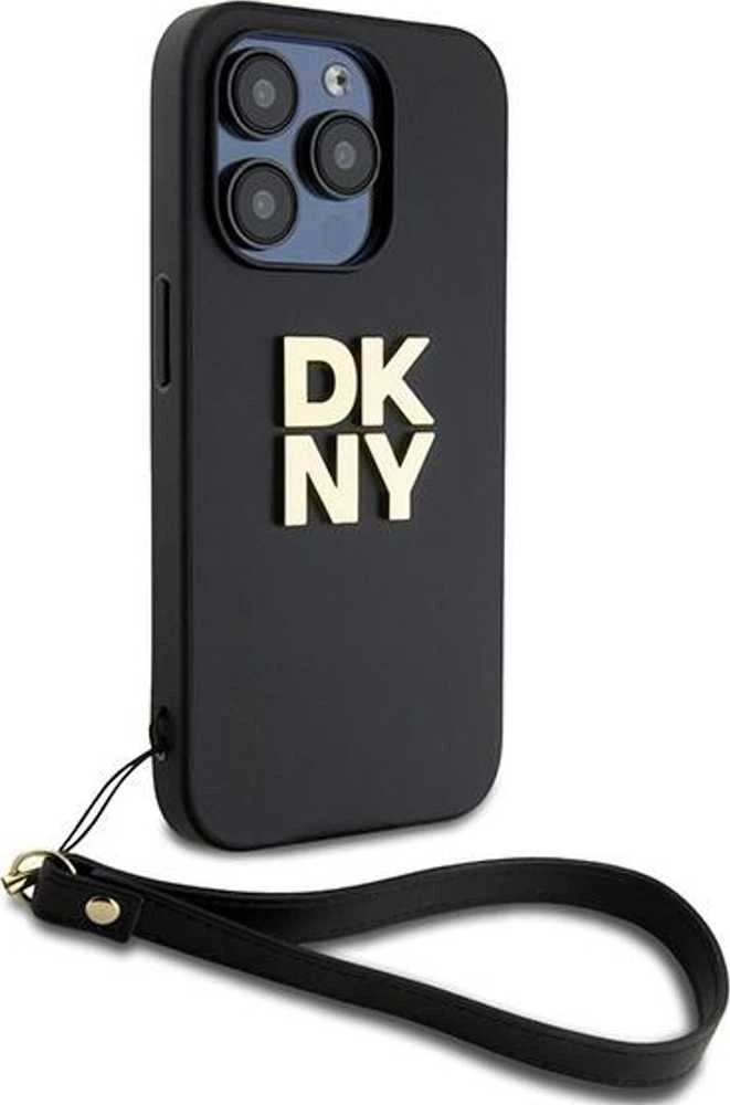 Apple iPhone 15 Pro DKNY Hardcase Wrist Strap Stock Logo (DKHCP15LPBSWSK) dėklas telefonui juodos spalvos