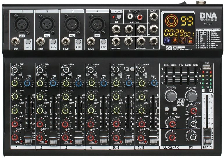 QSC DNA QFX8 analoginis garso maišytuvas 8 kanalų „Bluetooth“