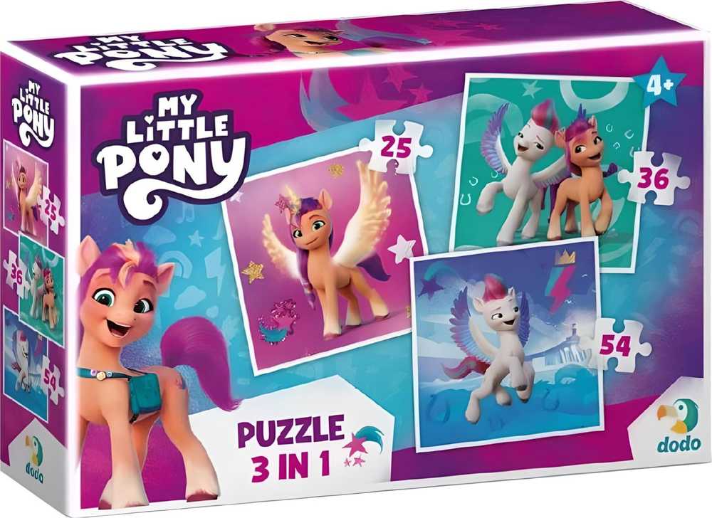 Dodo Dėlionė 3in1 "MY LITTLE PONY" 3 DĖLIONĖS VIENAME SPALVINGOS DĖLIONĖS