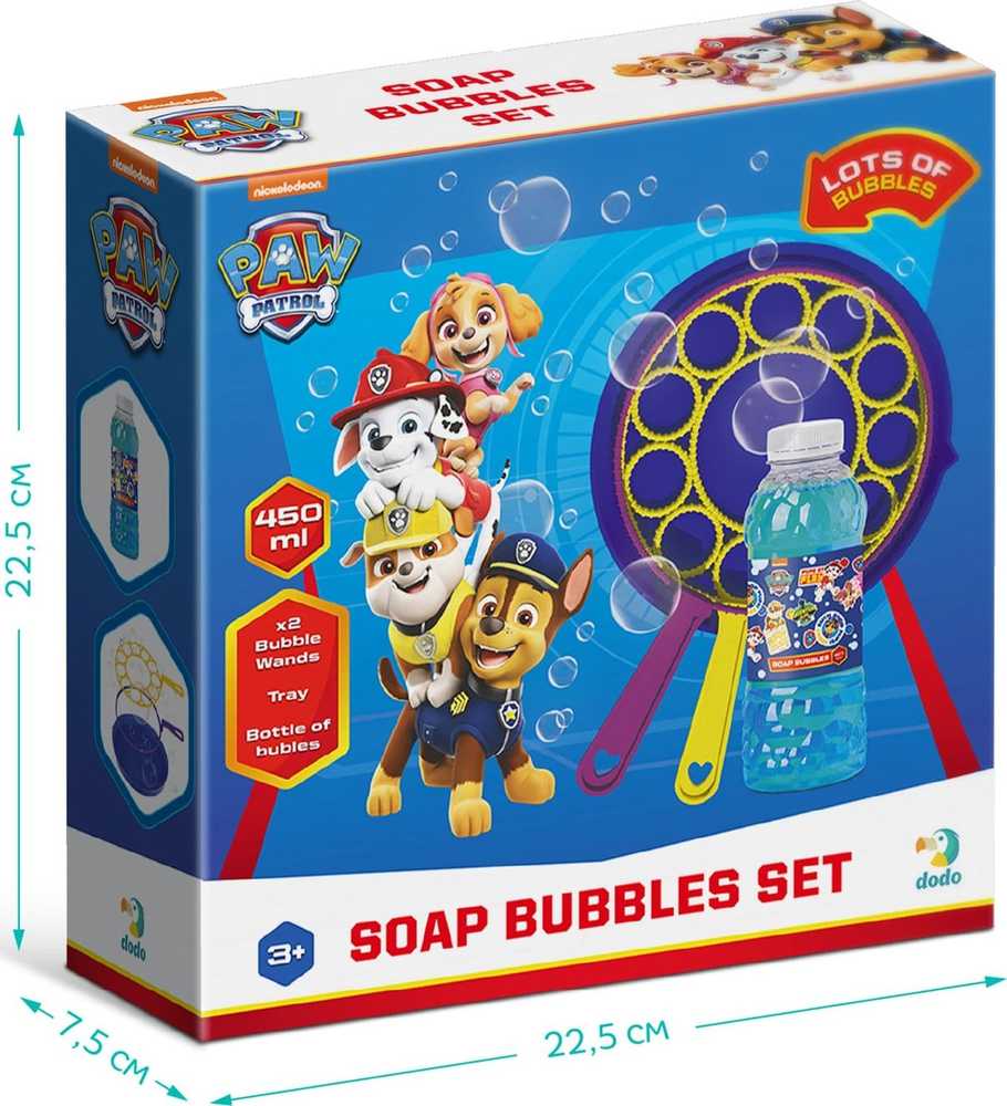 Dodo Mega Rinkinys muilo burbulai - Paw/Paw Patrol didelių lazdelių dėklas skystis 450 ml