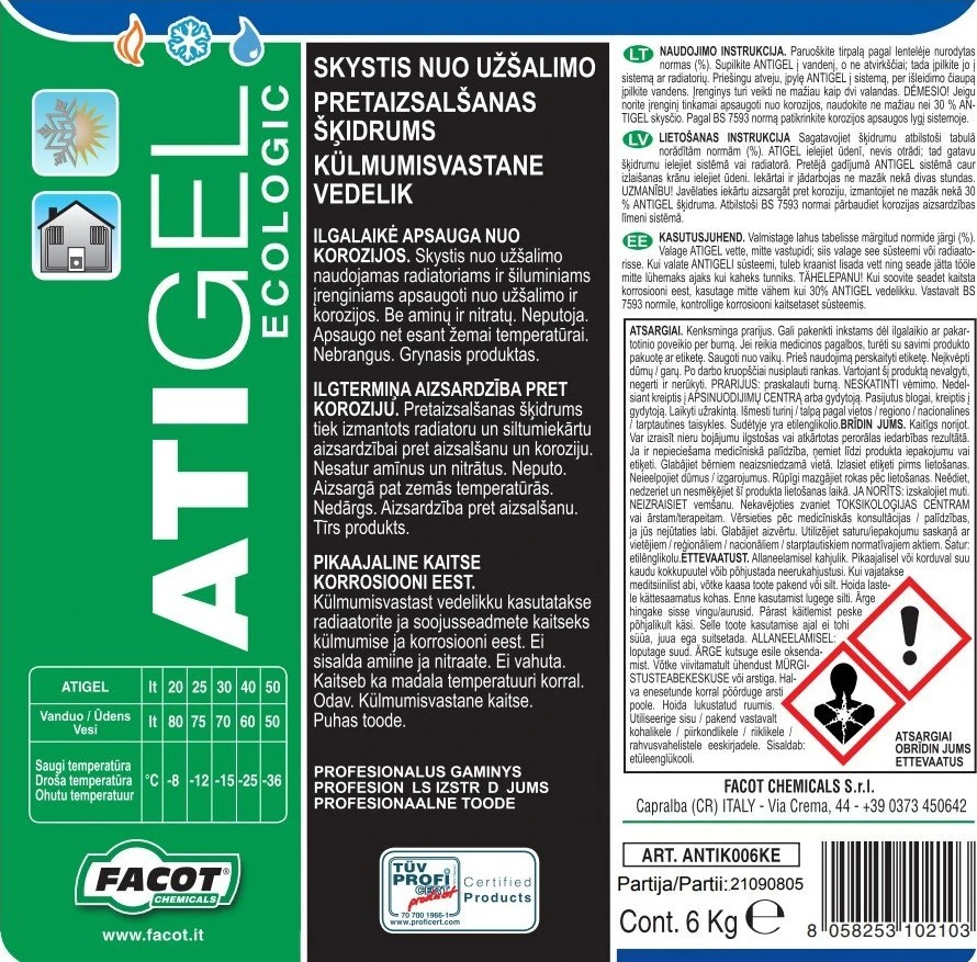 Skystis nuo užšalimo, Facot ANTIK006KE, 6 l