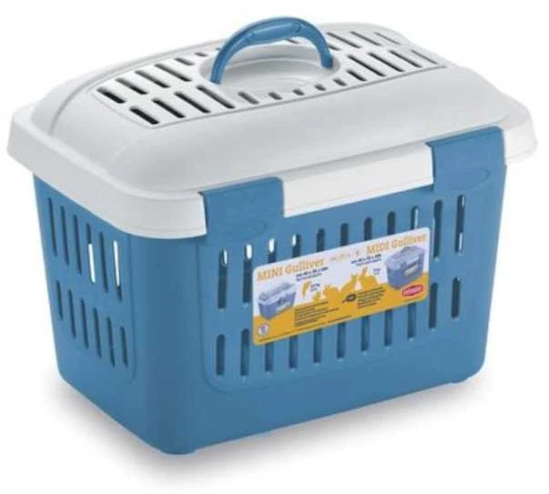 Stefanplast Transport cage Midi Gulliver 45x33x33cm baltas mėlynas
